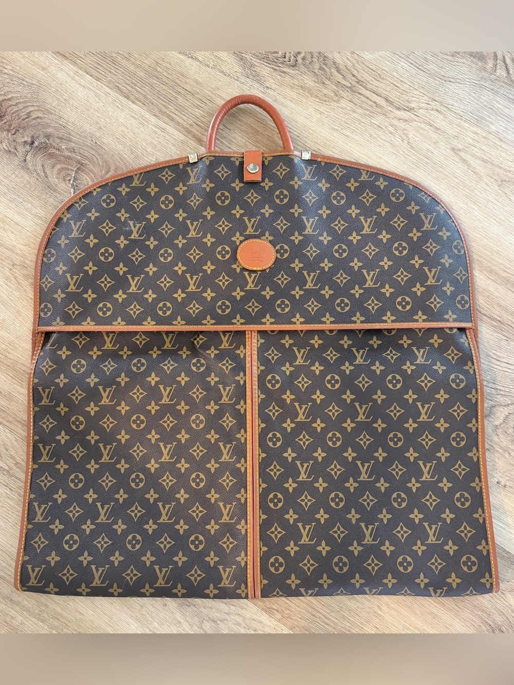 Louis Vuitton Brown Monogram Garment Cover with Tan Trim